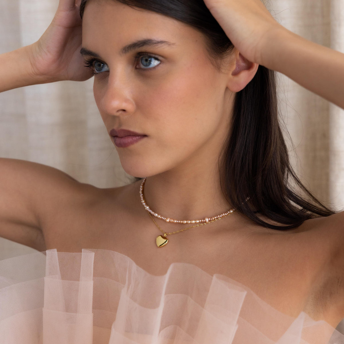 Blush pearl beaded necklace