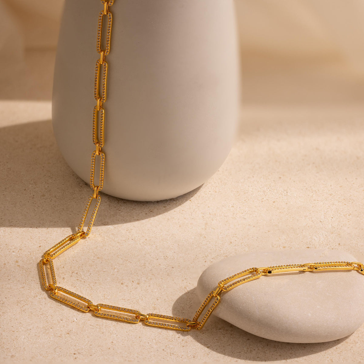 Pave link chain necklace