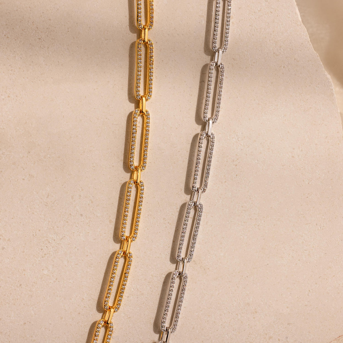 Pave link chain necklace