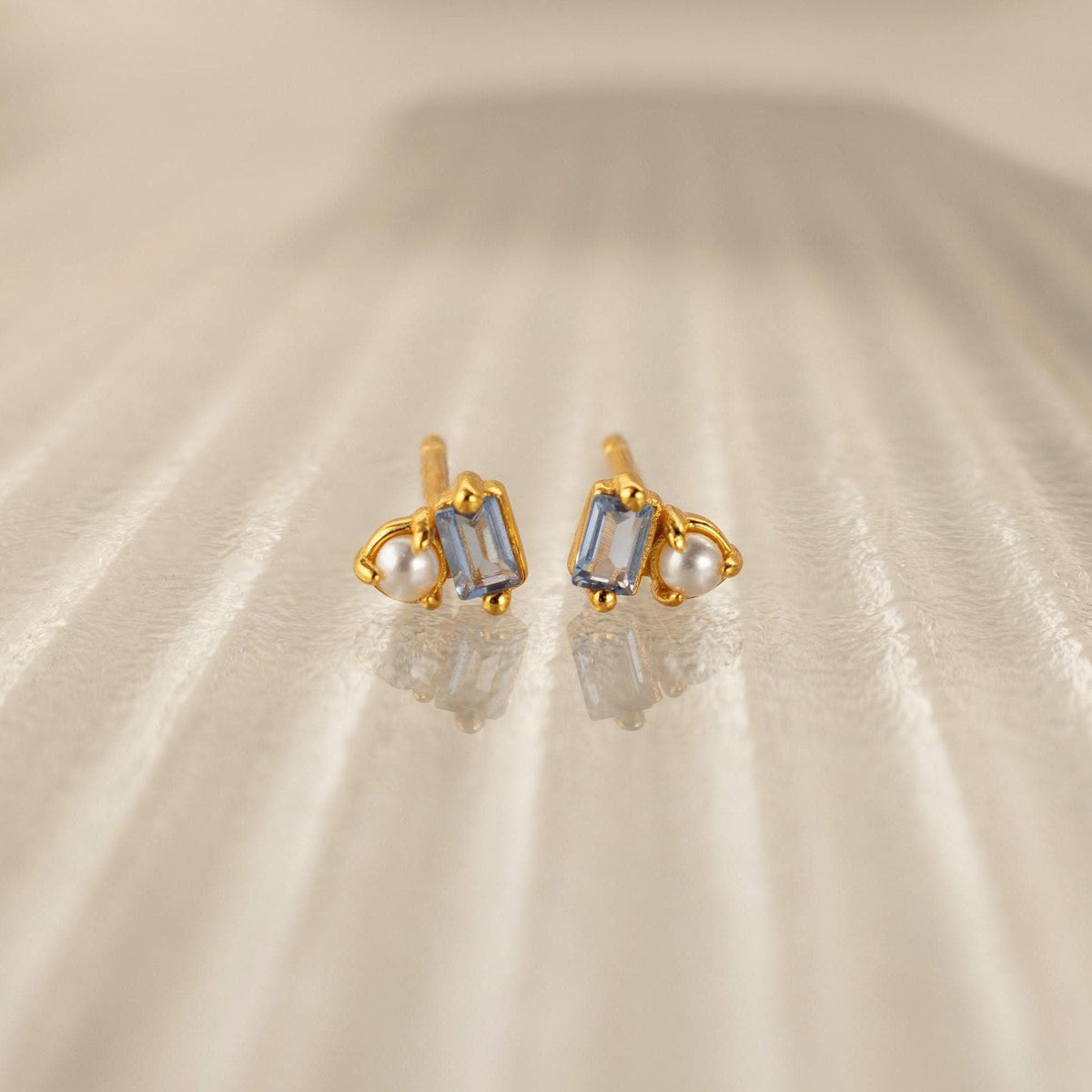 Pearl aquamarine studs