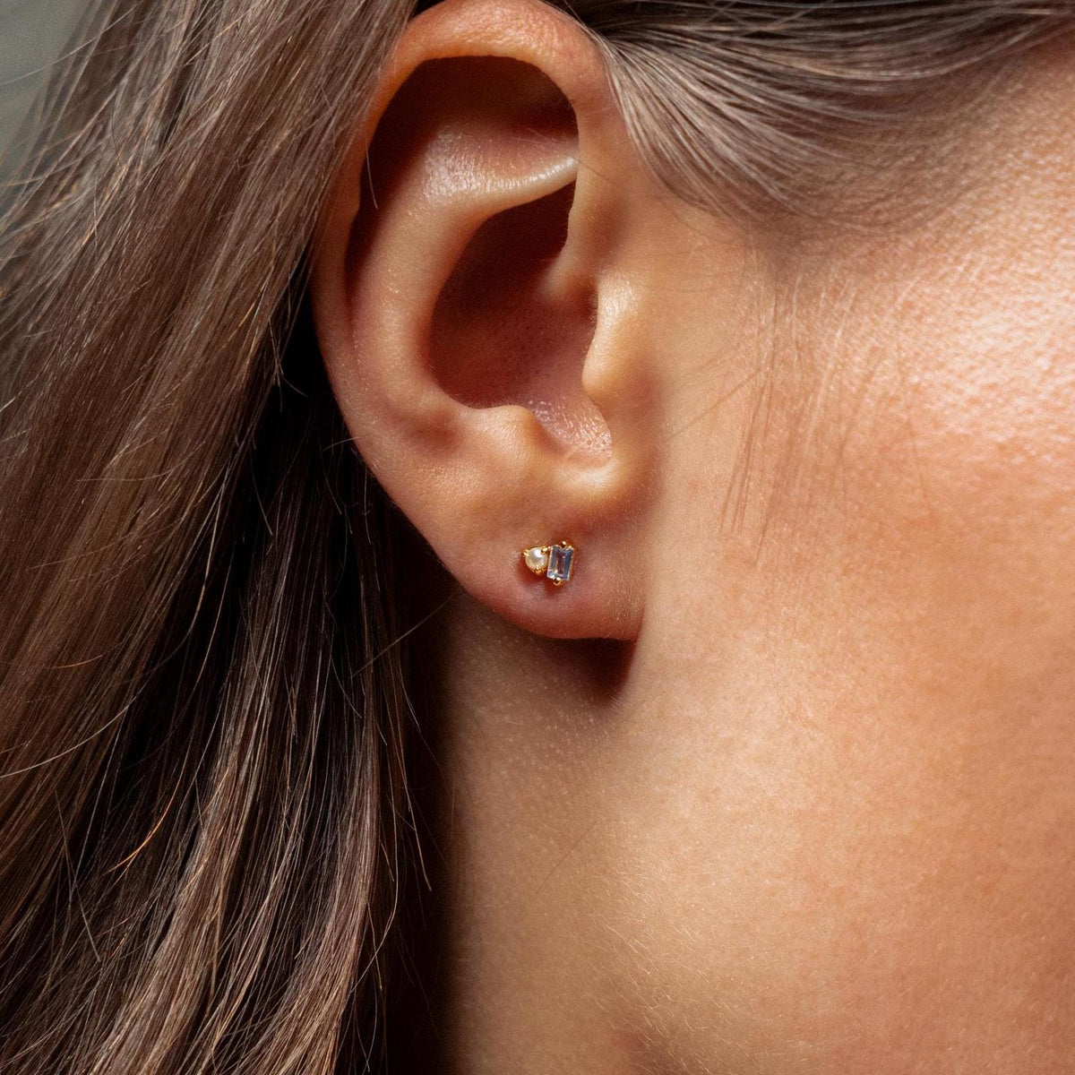 Pearl aquamarine studs