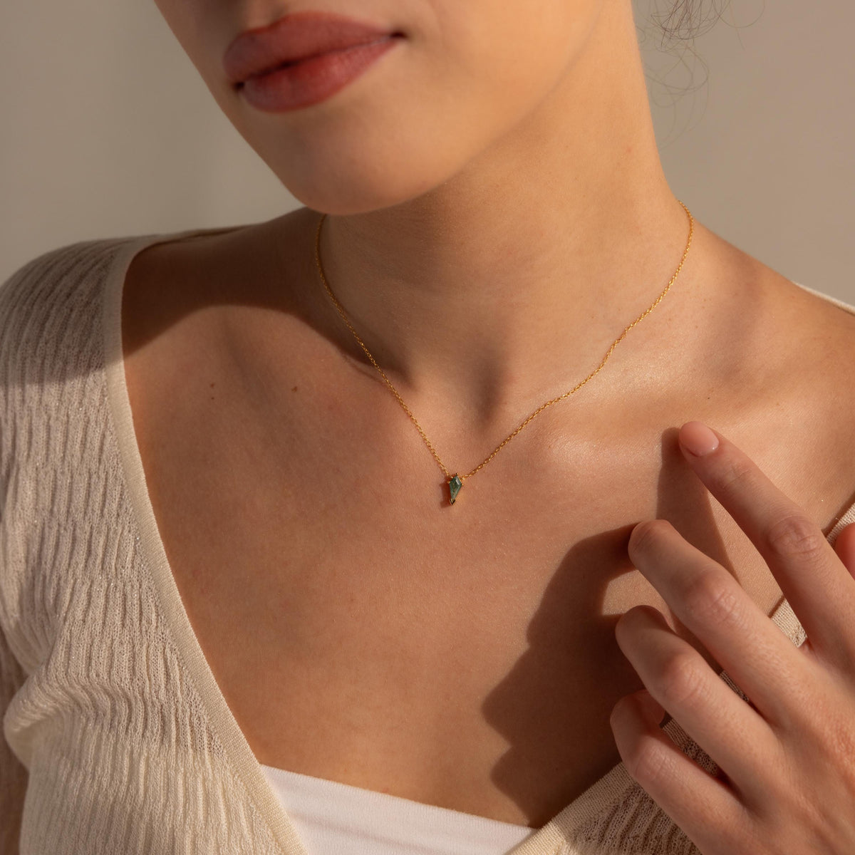 Agate art deco pendant necklace