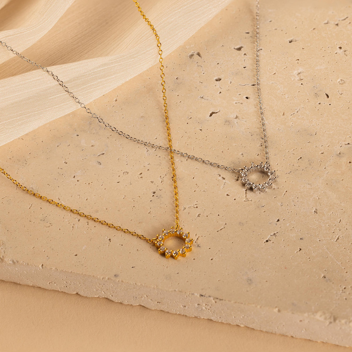 Diamond sun necklace