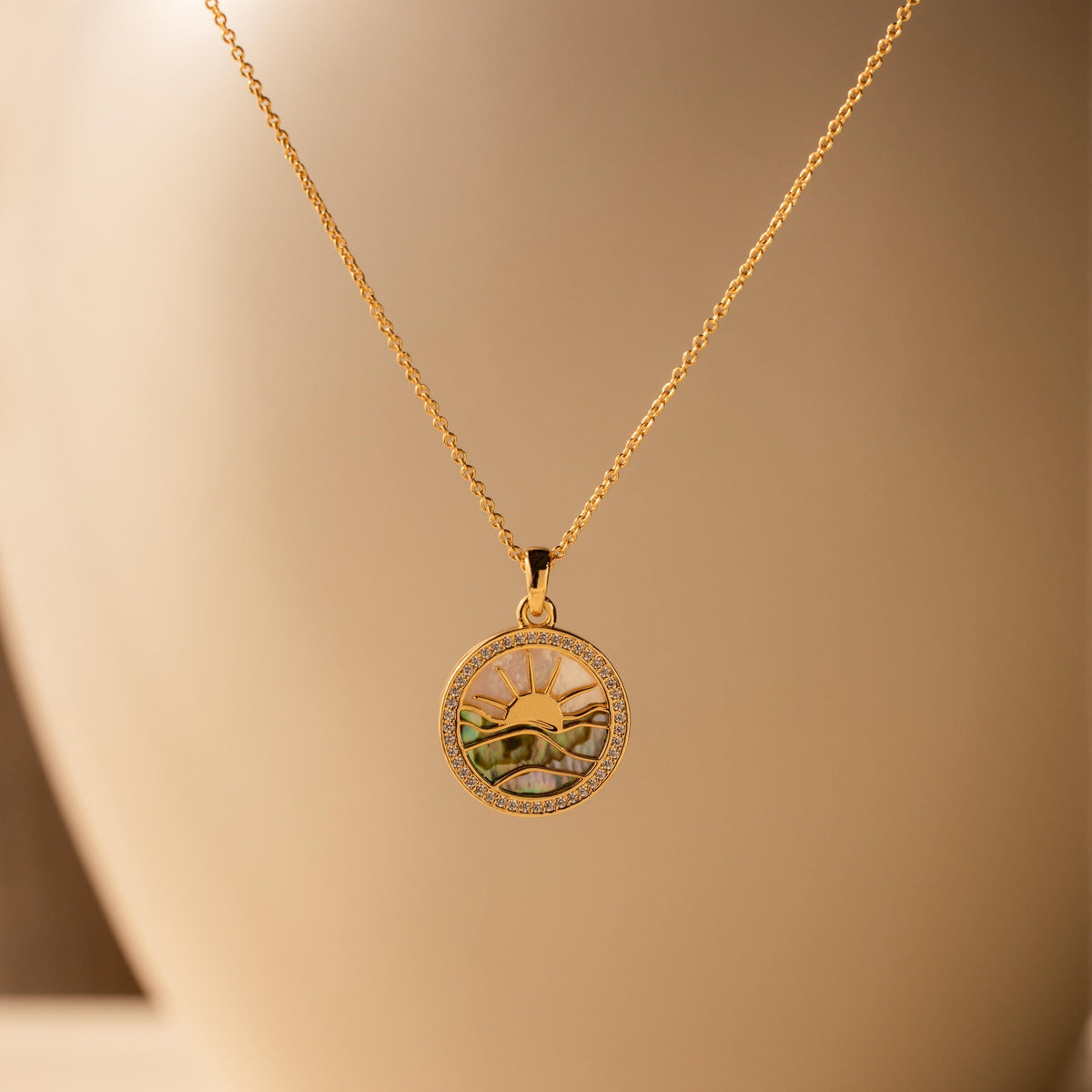 Abalone sunrise pendant necklace