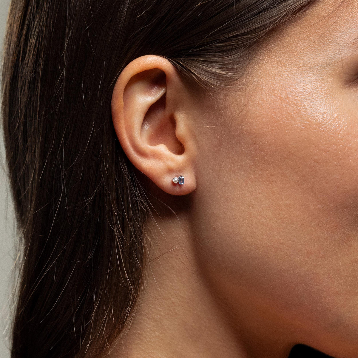 Pearl aquamarine studs