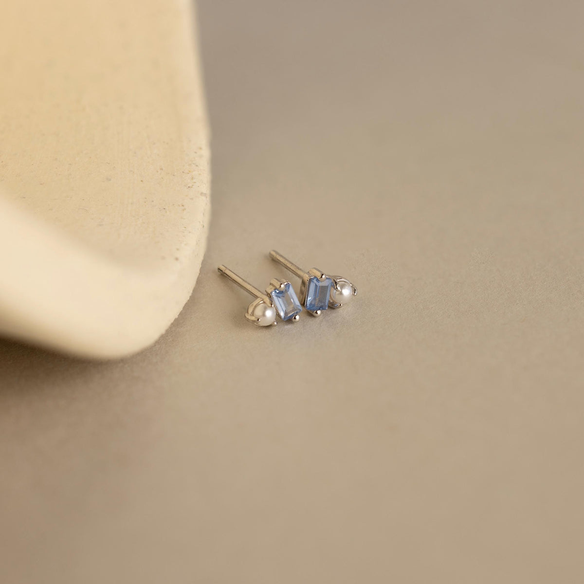 Pearl aquamarine studs