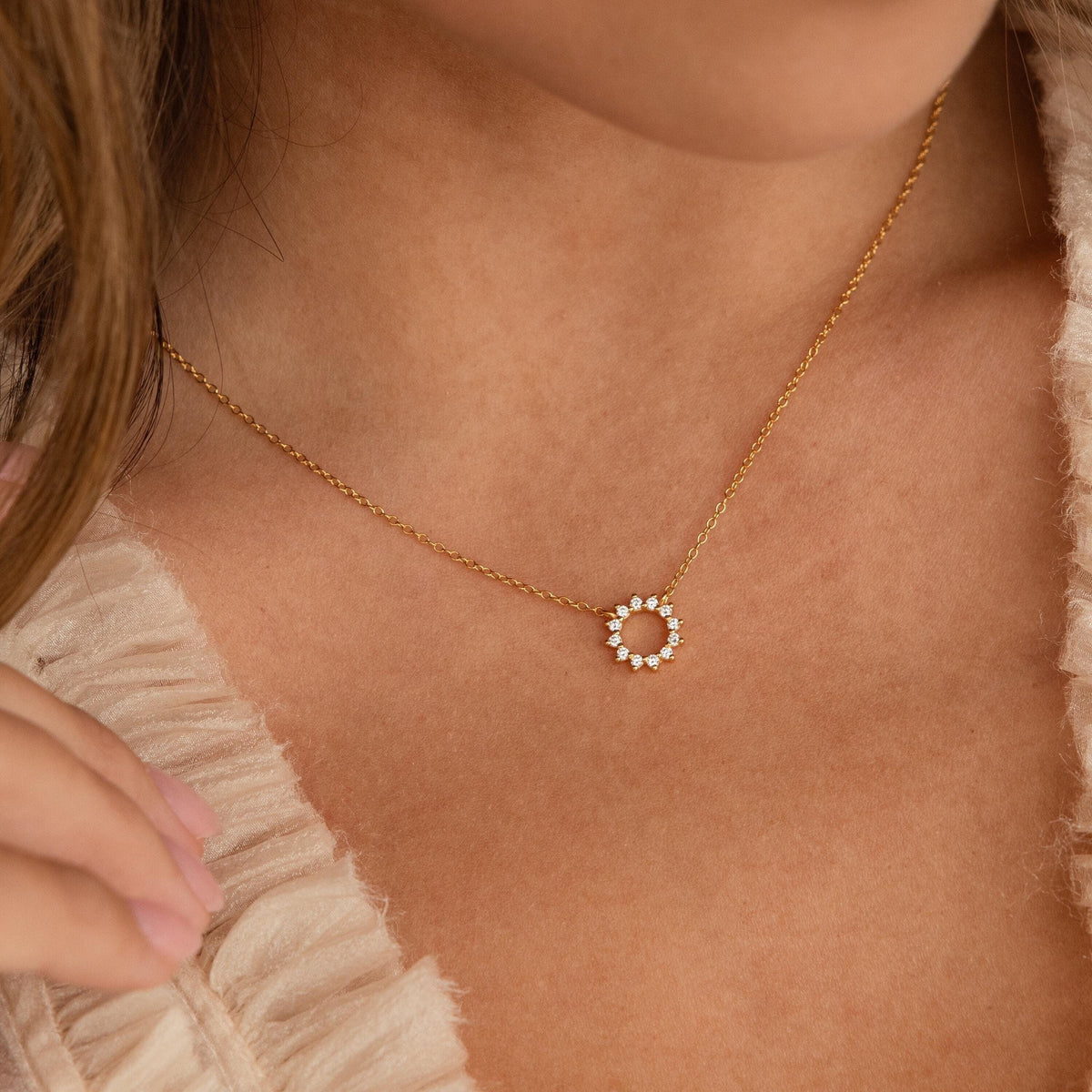 Diamond sun necklace