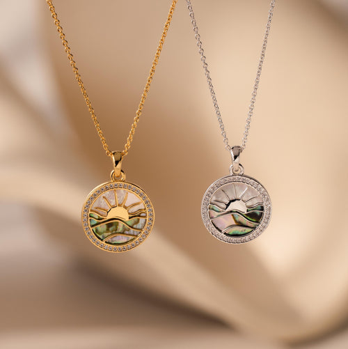 Abalone sunrise pendant necklace