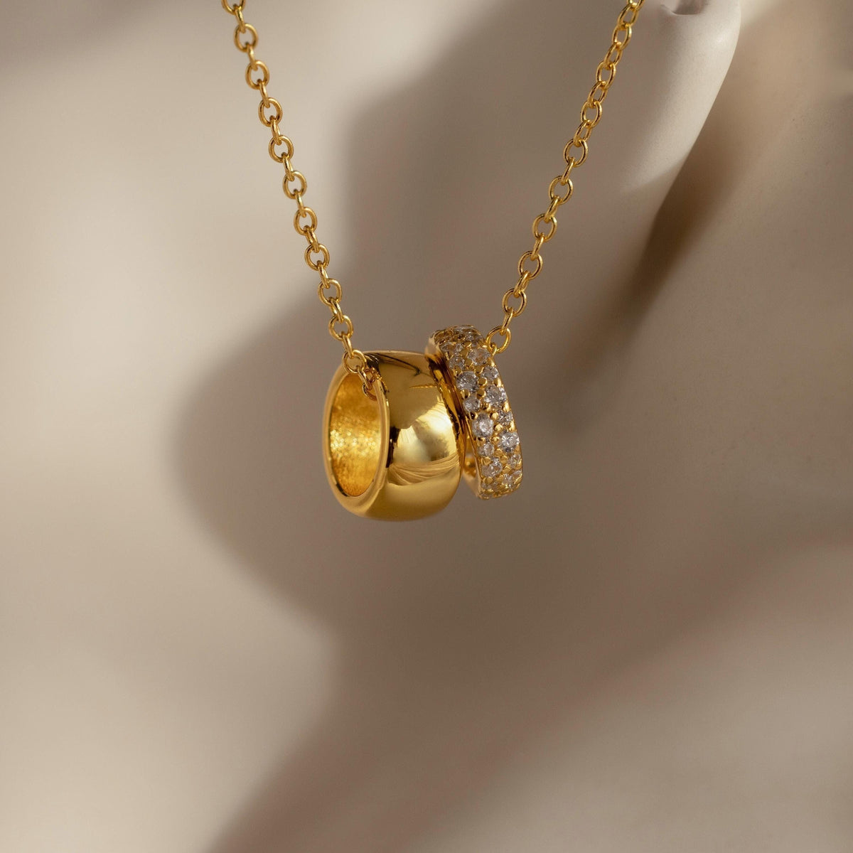 Pave duo circle necklace