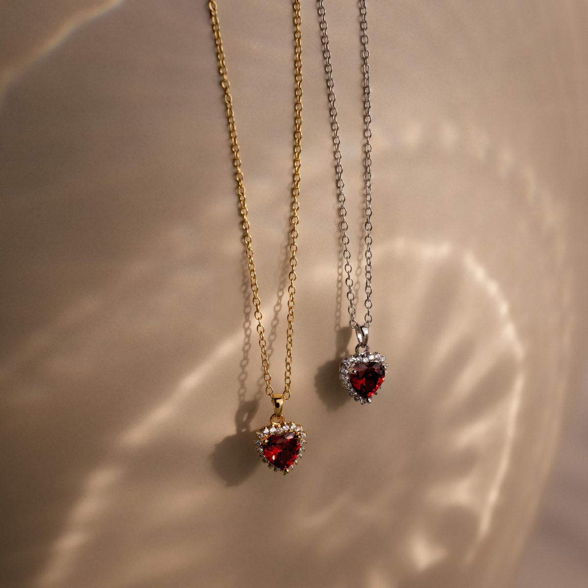 Pave garnet heart necklace