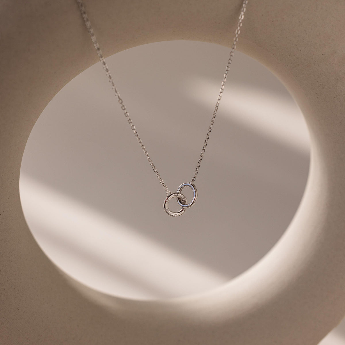 Pave interlocking circle necklace