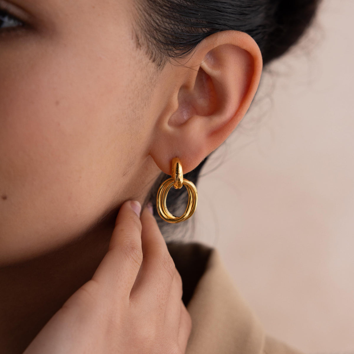 Bold duo knot earrings 1