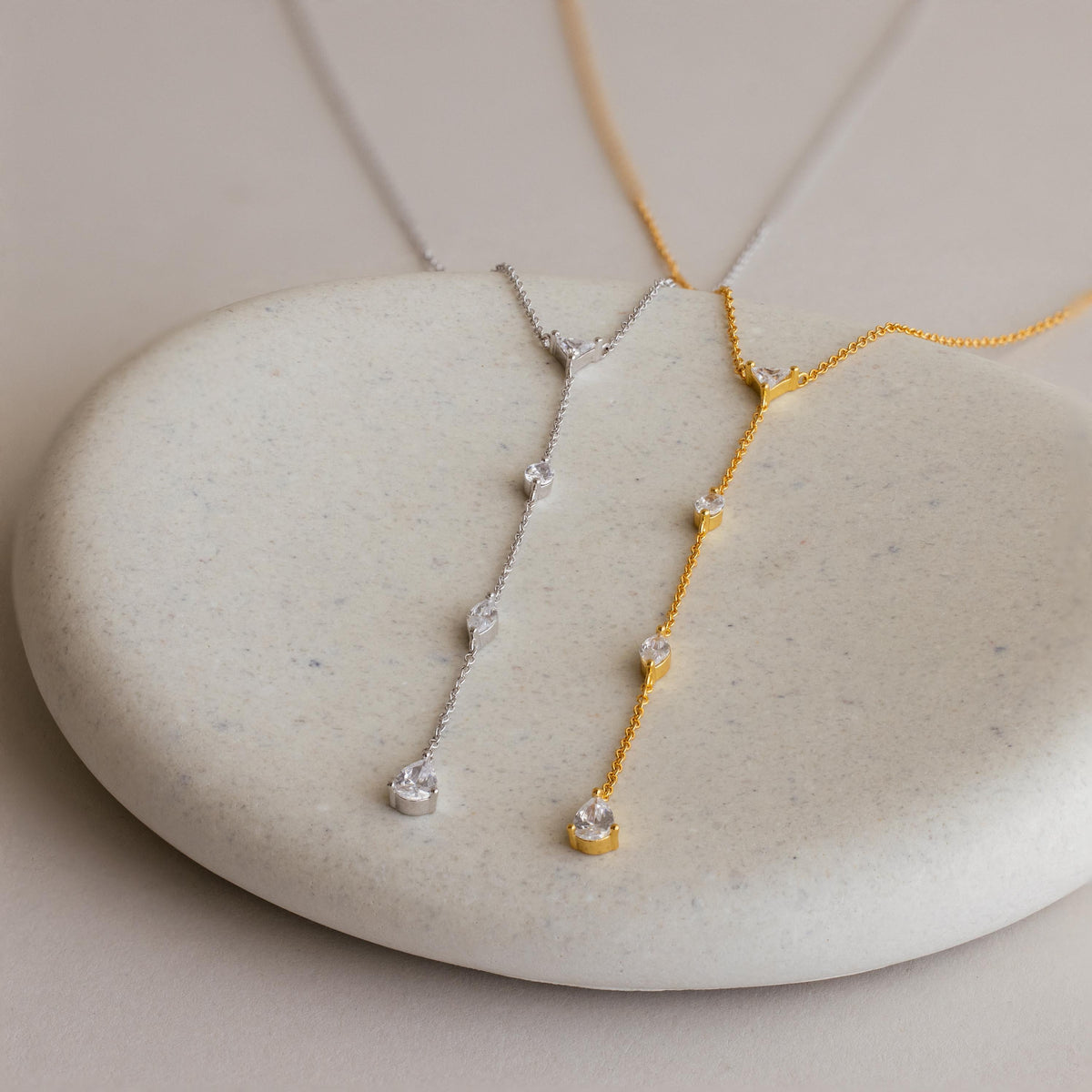 Mixed diamond lariat necklace