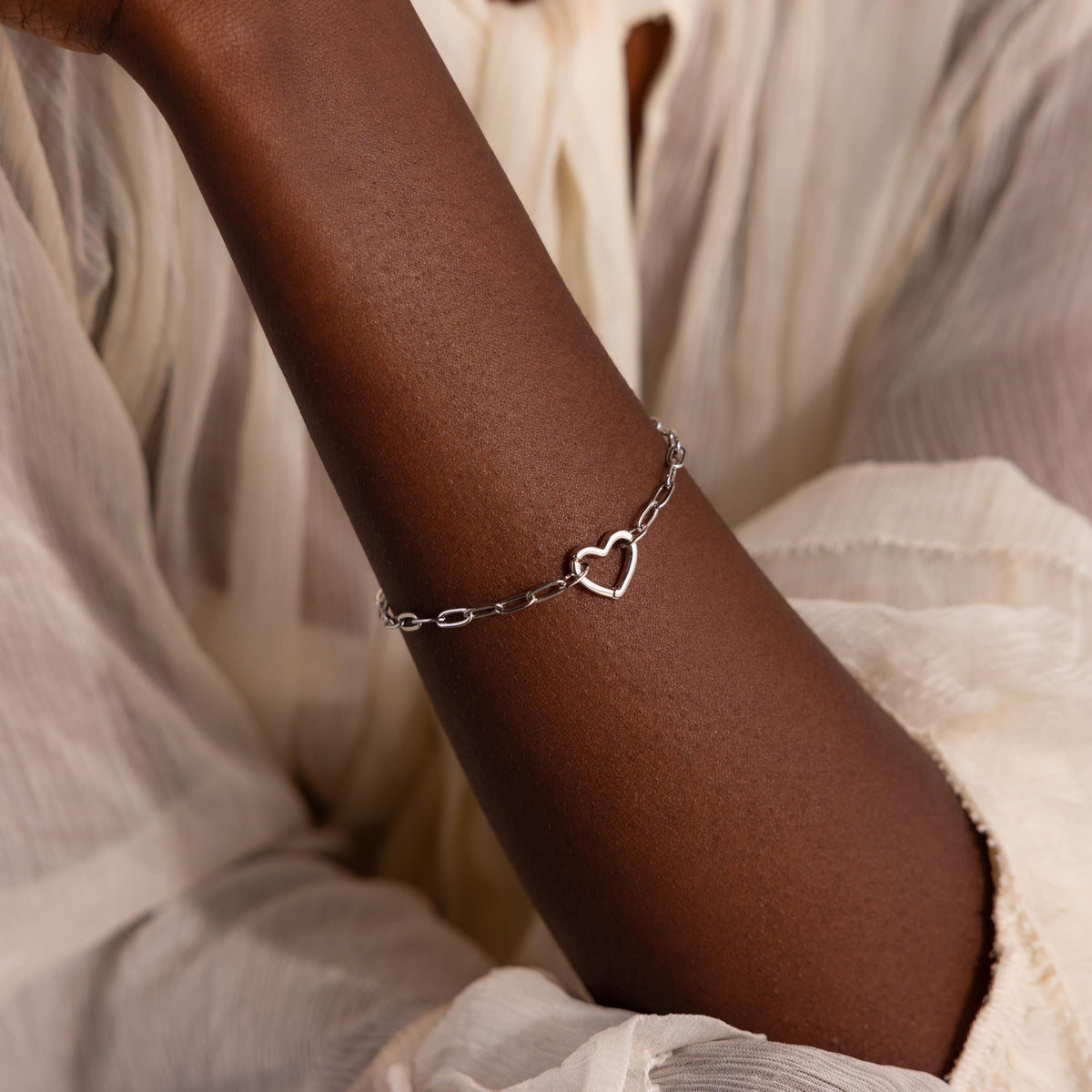 Heart Carabiner Paperclip Bracelet