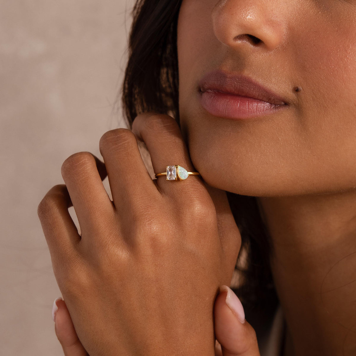 Opal diamond toi et moi ring