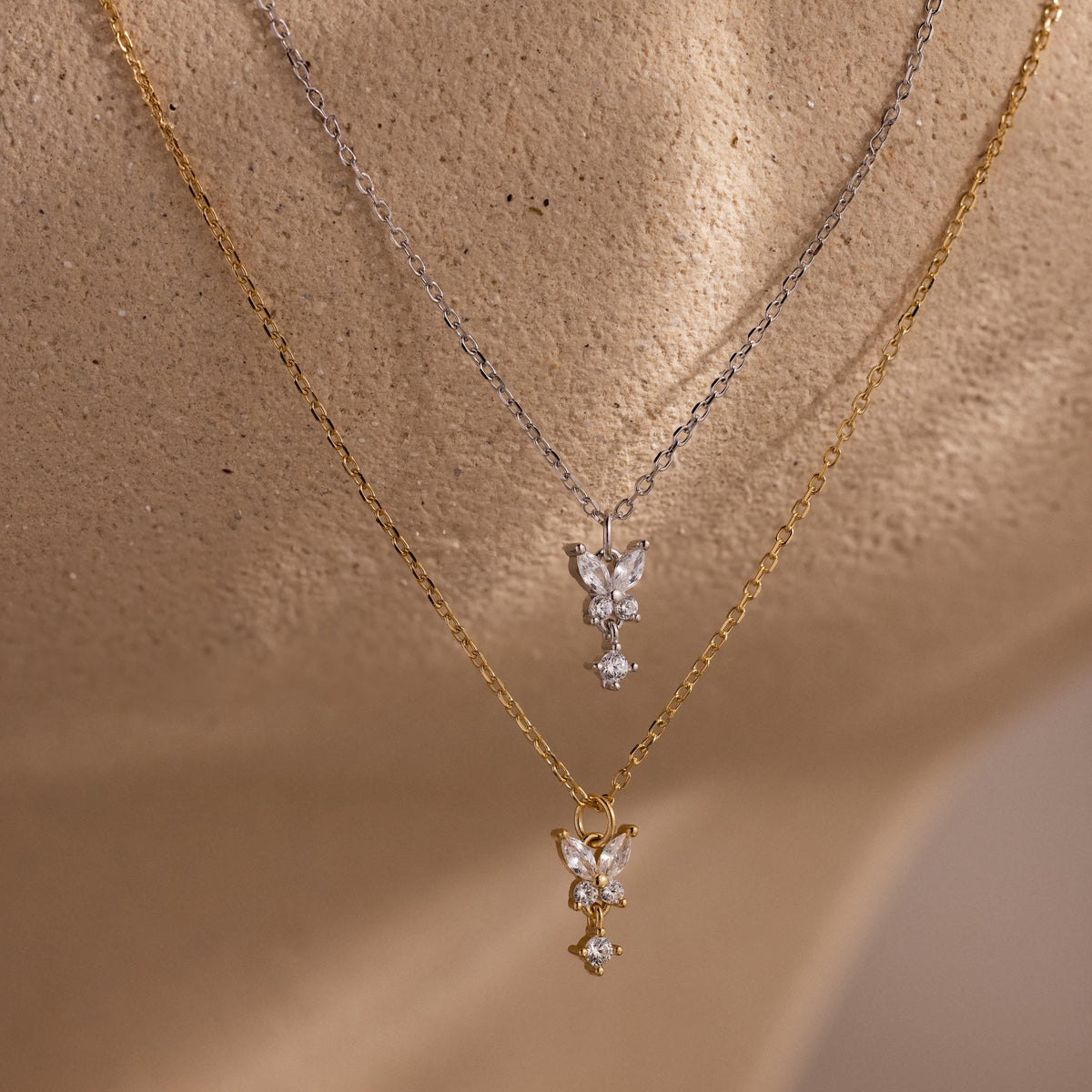Butterfly drop necklace