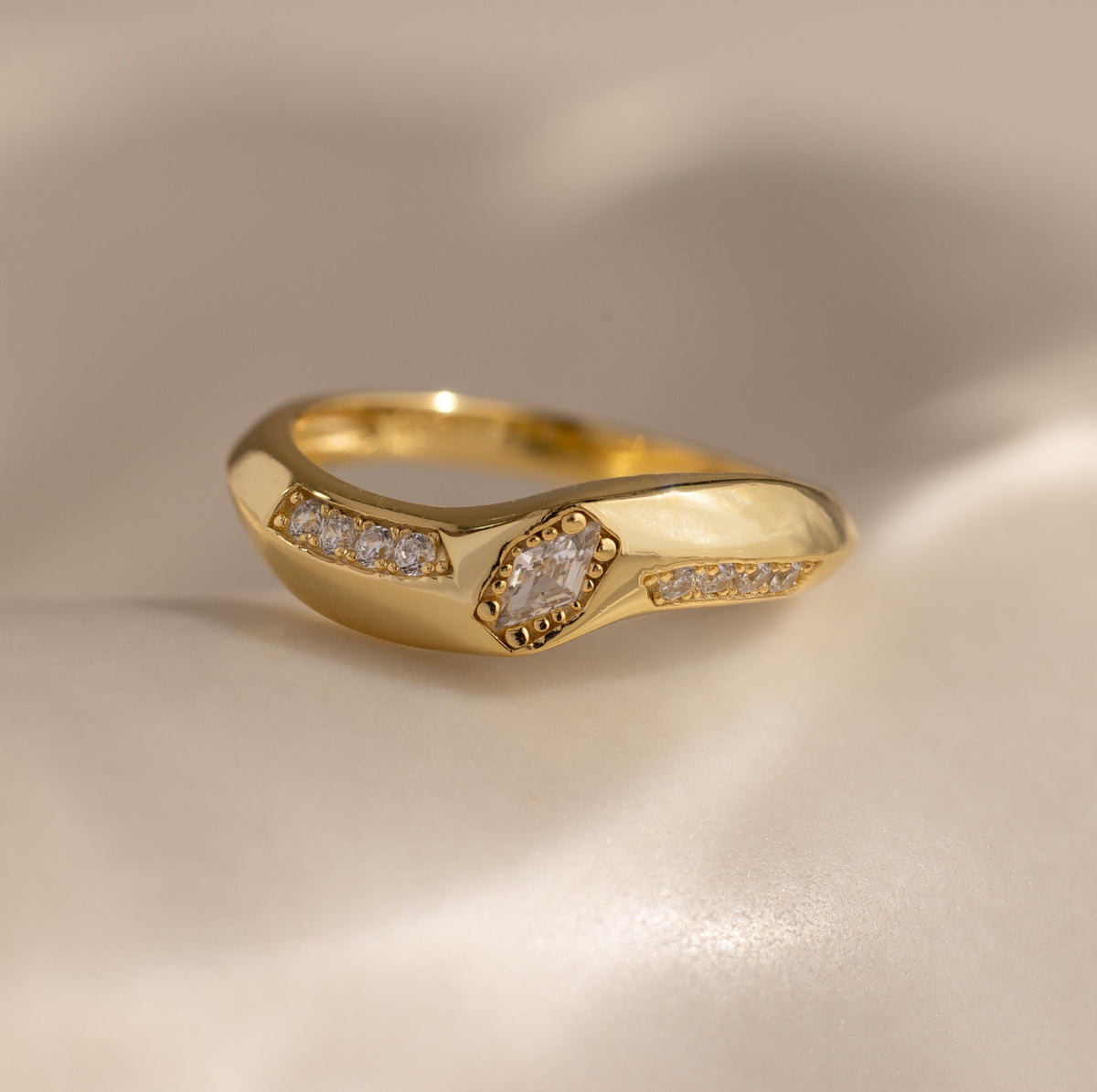 Art deco diamond wave ring