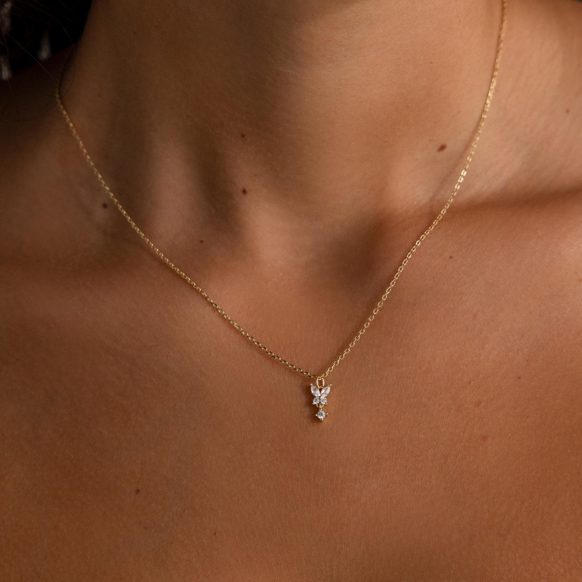 Butterfly drop necklace