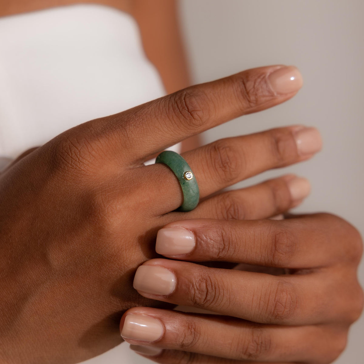 Jade diamond ring