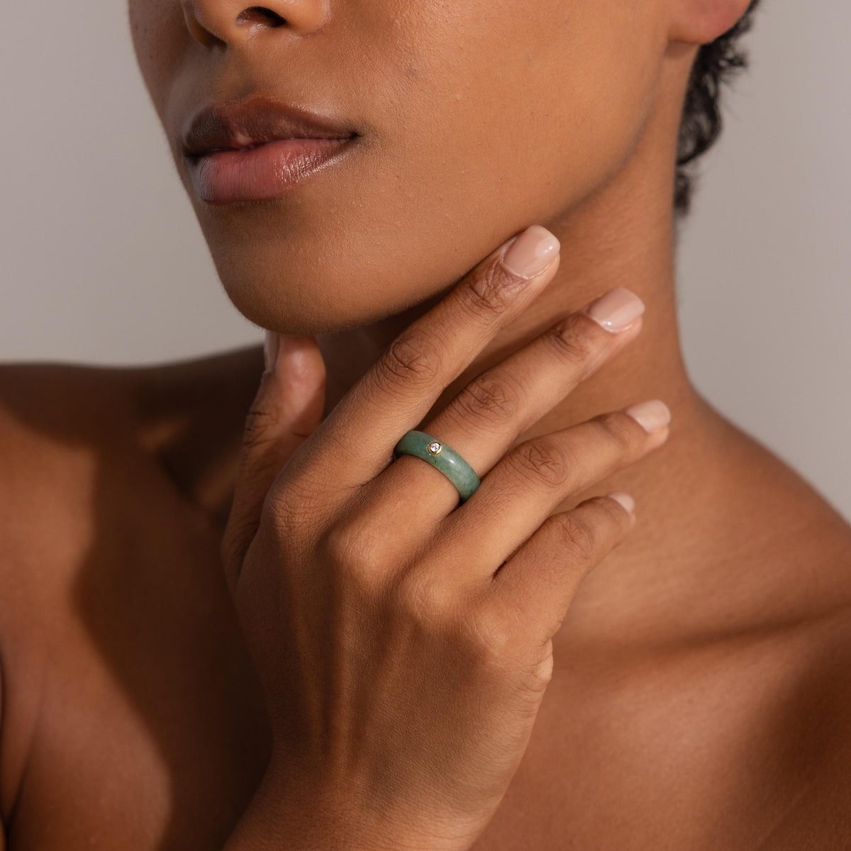 Jade diamond ring