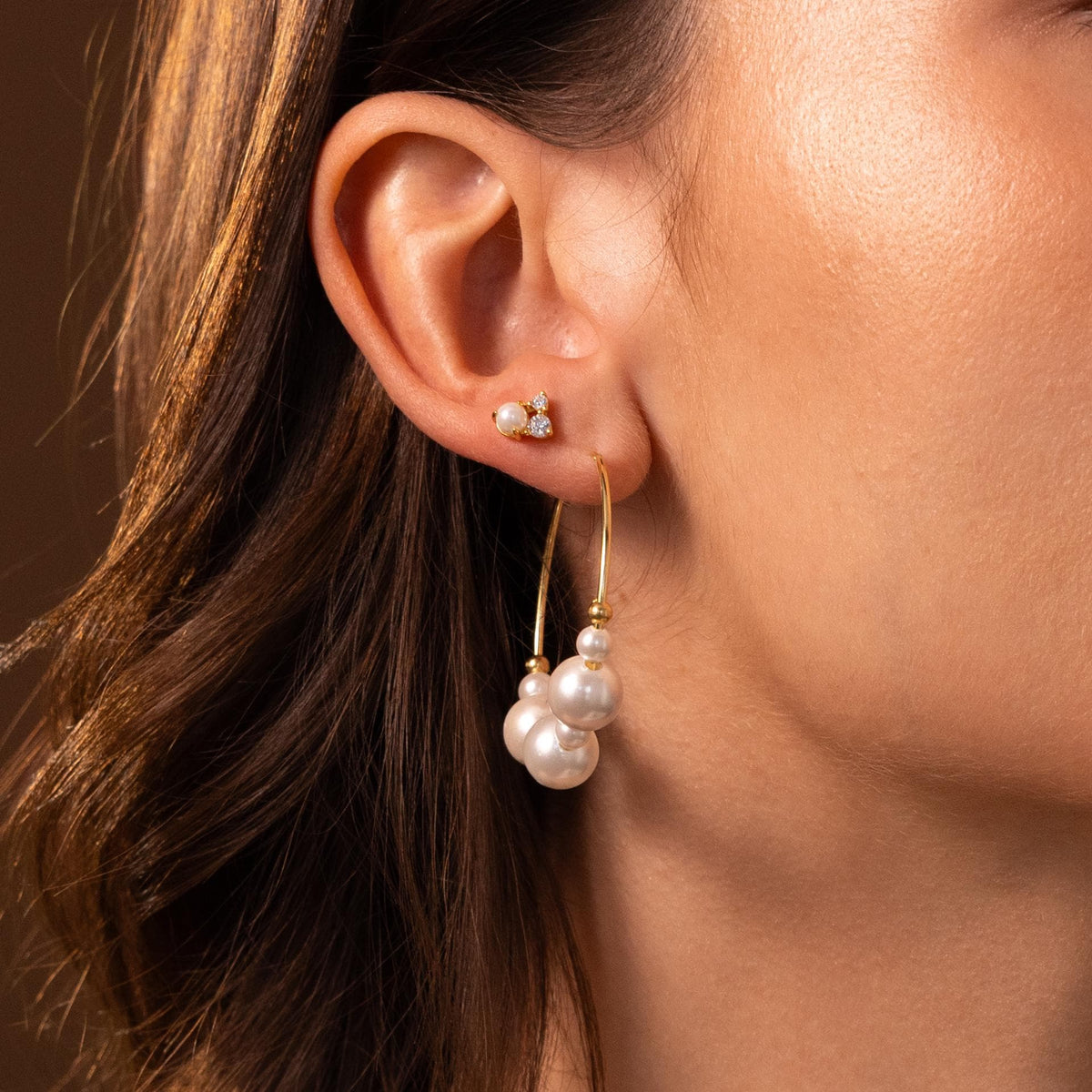 Statement pearl hoops 8