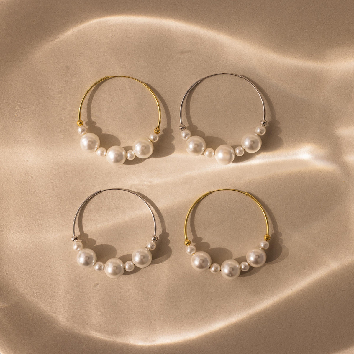 Statement pearl hoops 3