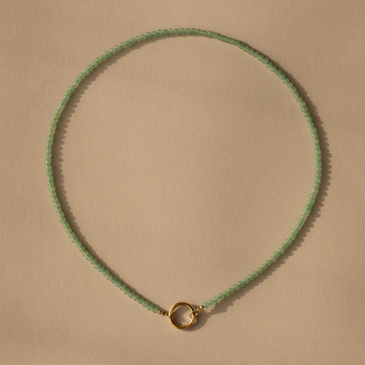 Beaded jade charm necklace