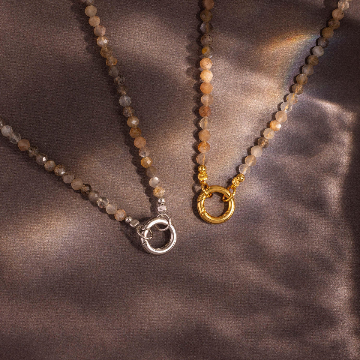 Sunstone beaded charm necklace