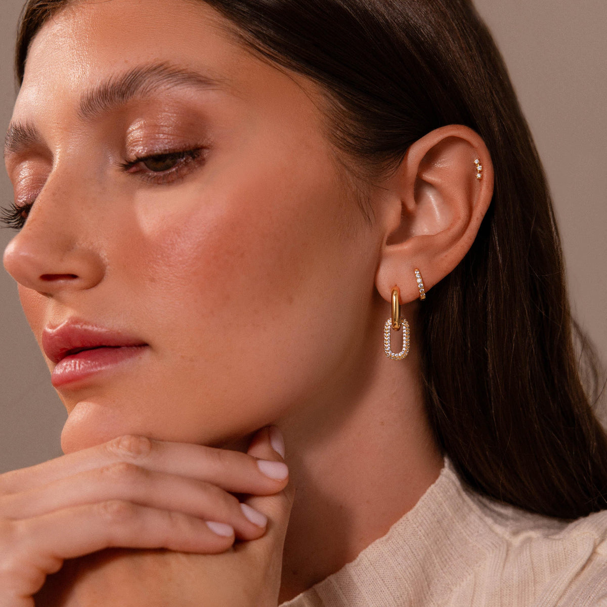Bold pave link earrings 4