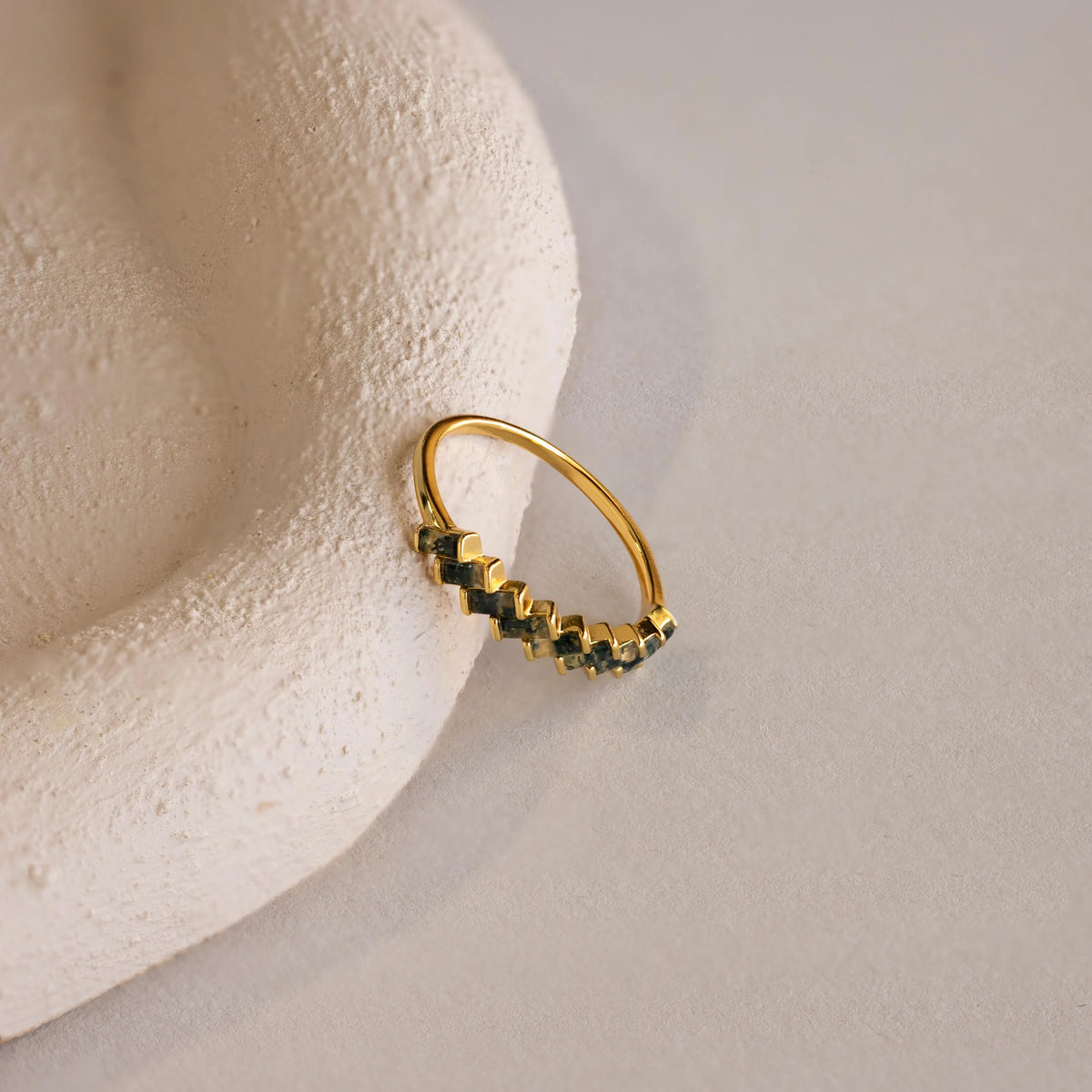 Moss agate eternity ring
