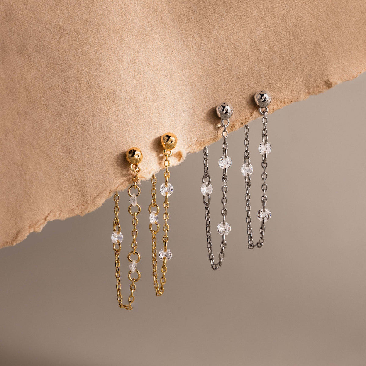 Crystal chain drop studs 5