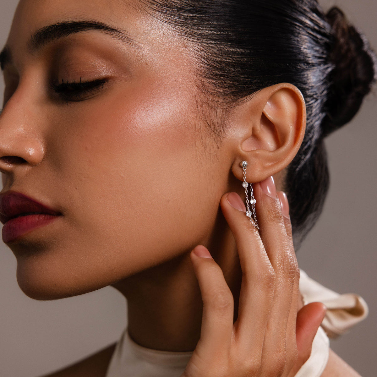 Crystal chain drop studs 4