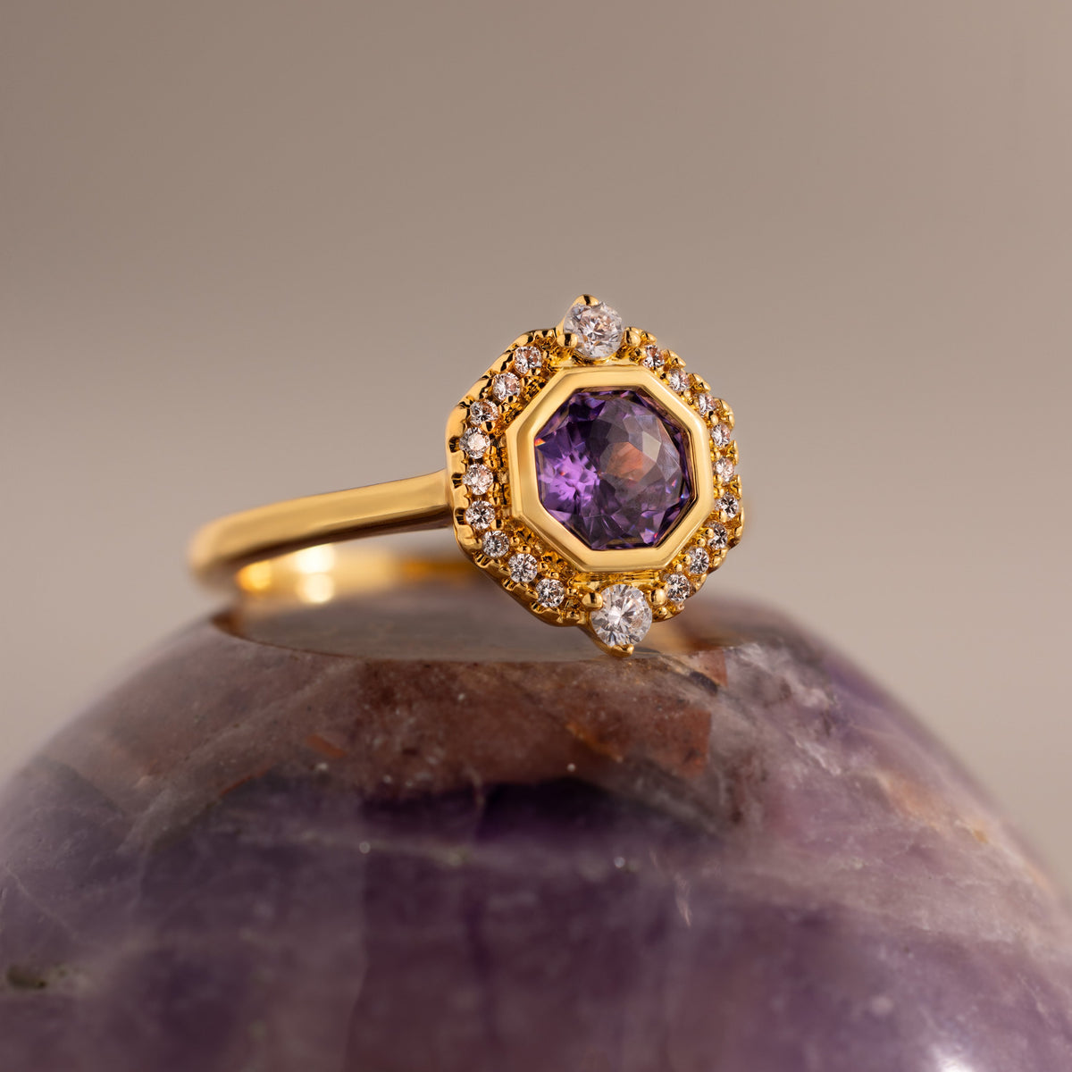 Celestial Alexandrite Halo Ring