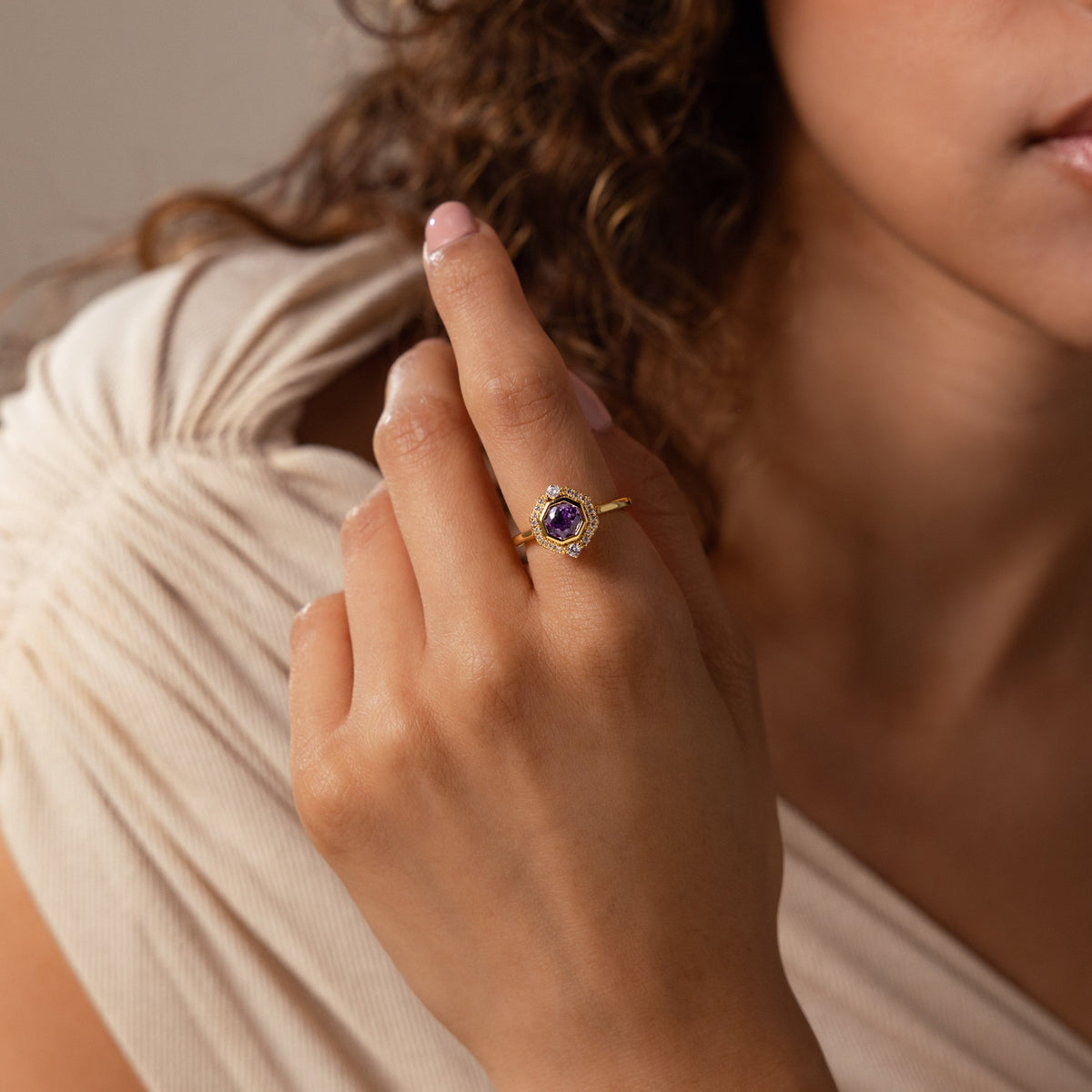 Celestial Alexandrite Halo Ring