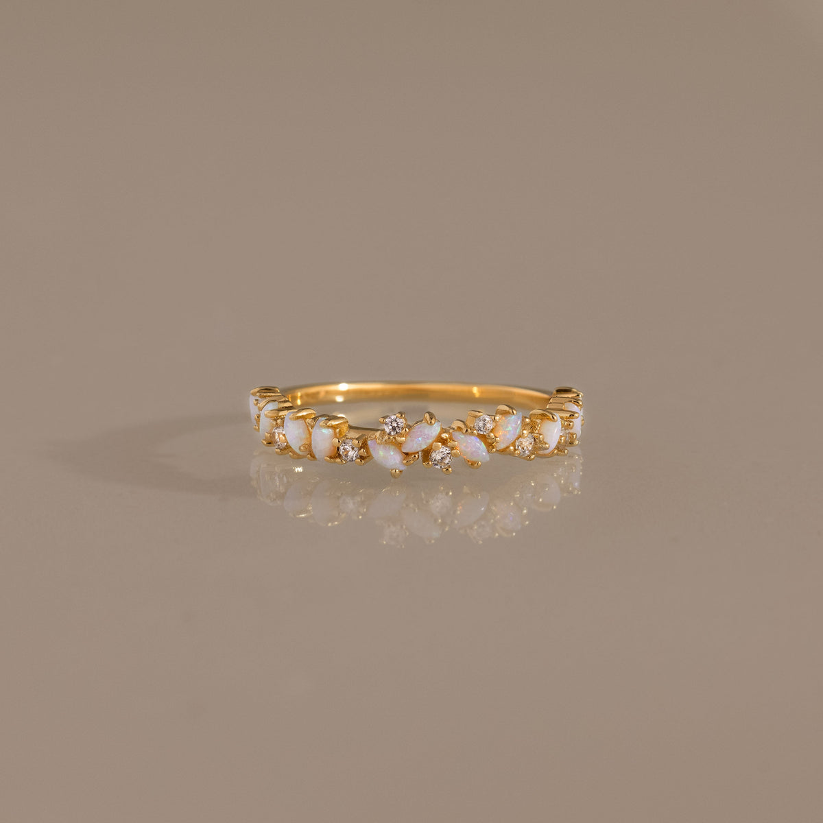 Opal Diamond Cluster Ring