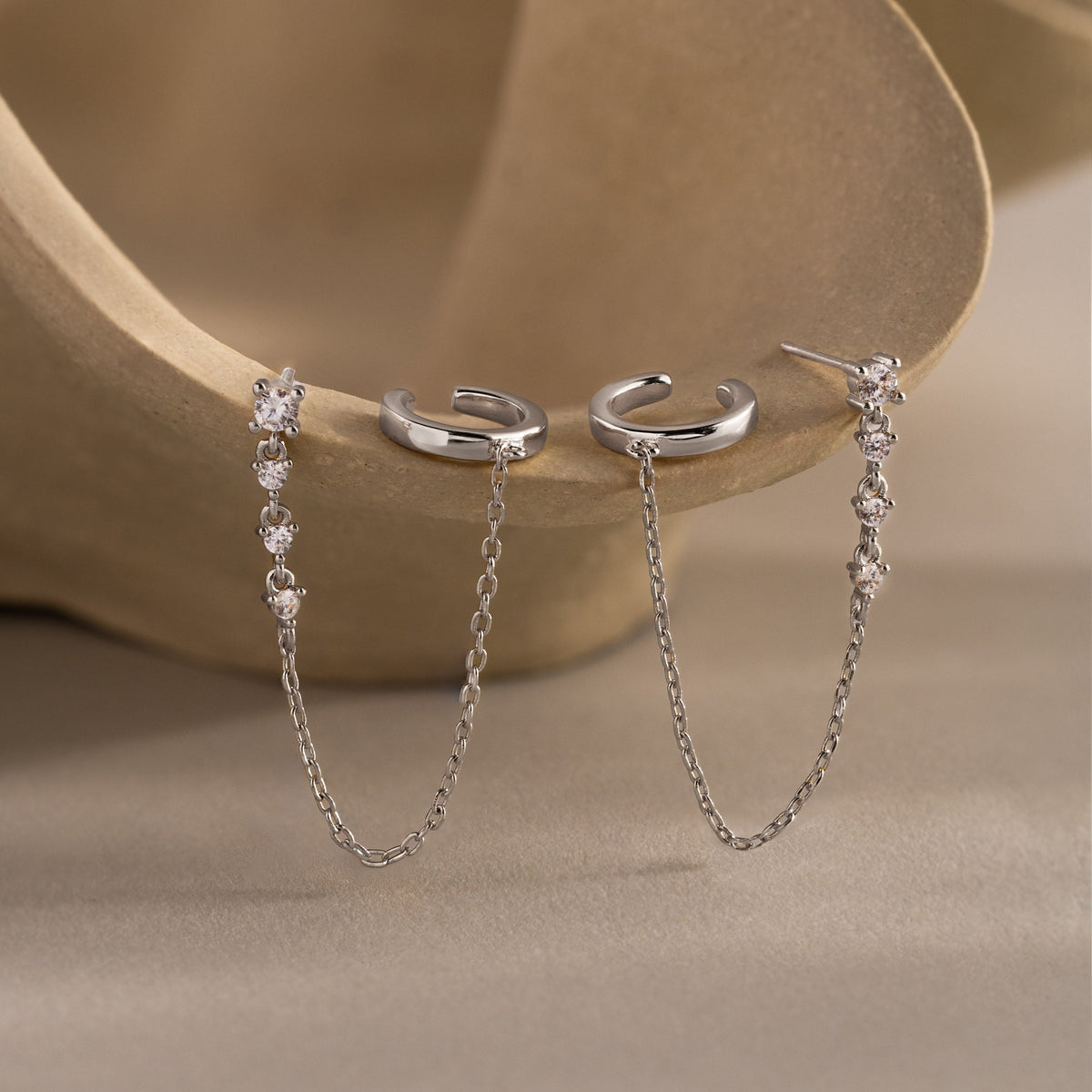 Diamond veil ear cuffs