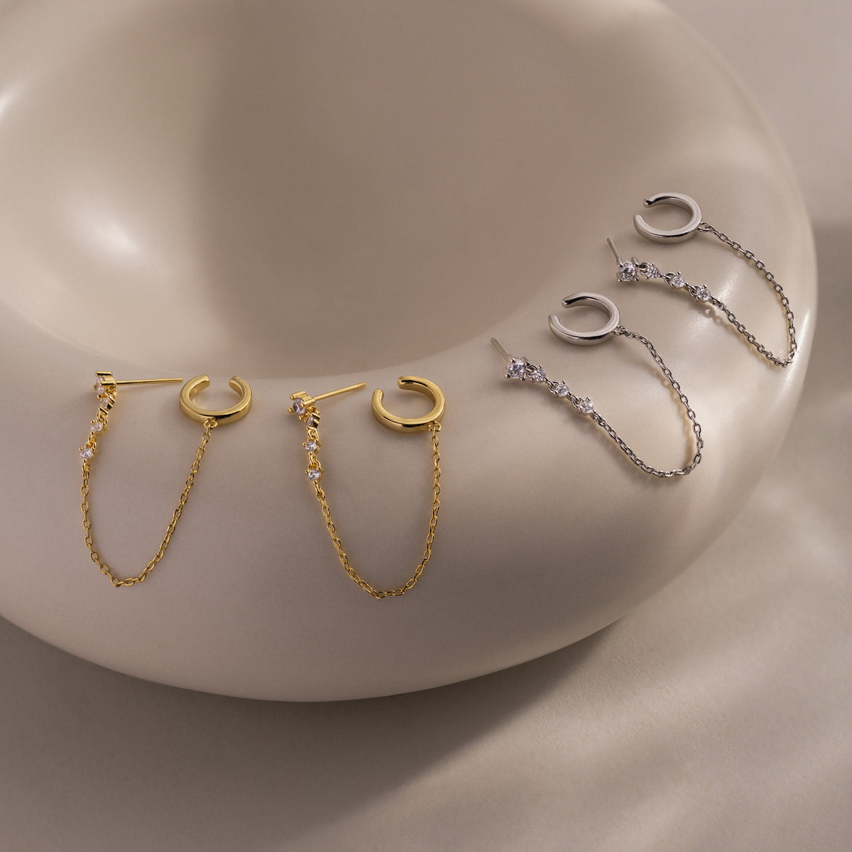 Diamond veil ear cuffs