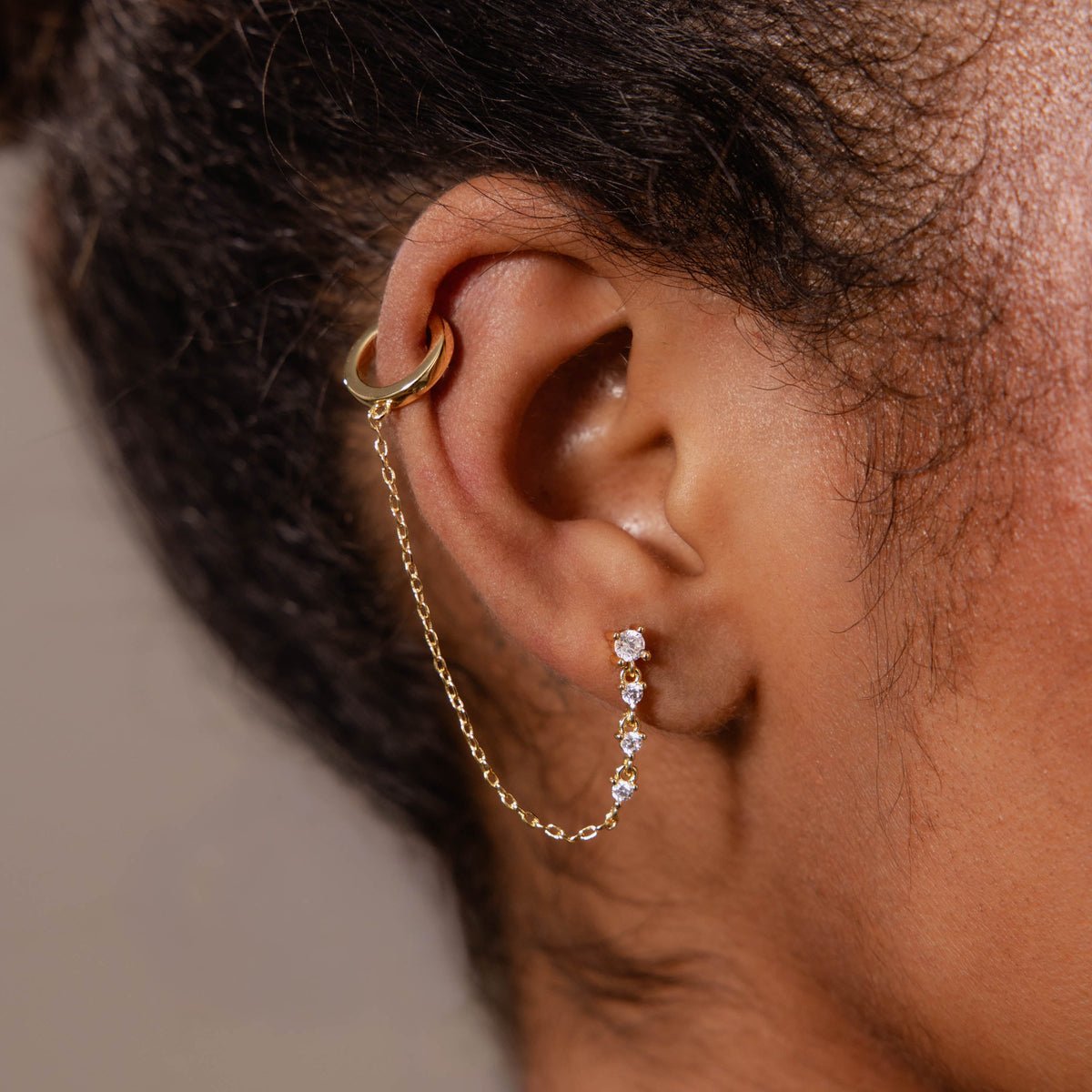 Diamond veil ear cuffs