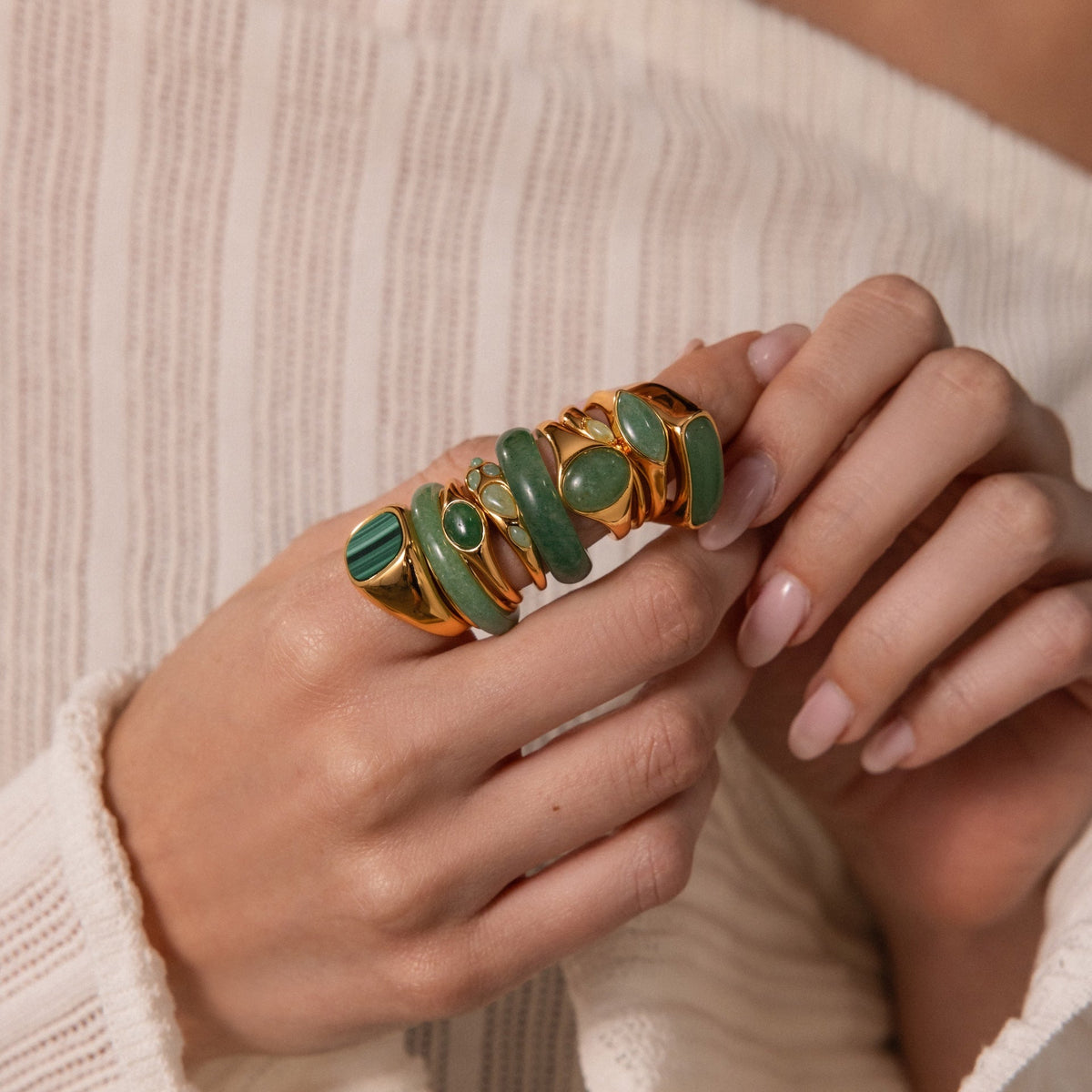 Oval jade signet ring