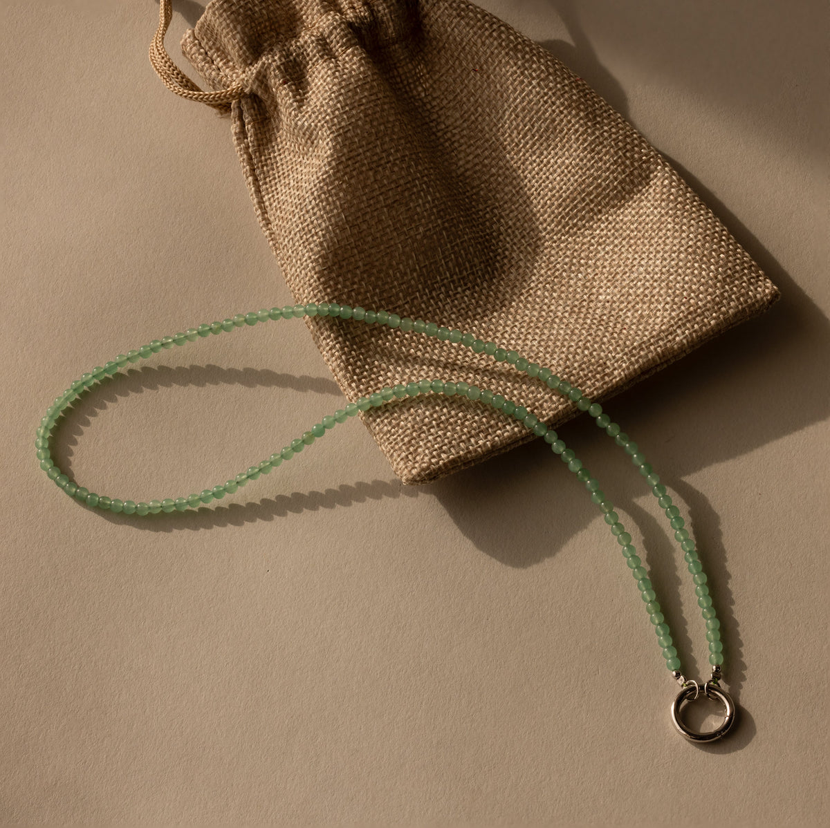 Beaded jade charm necklace