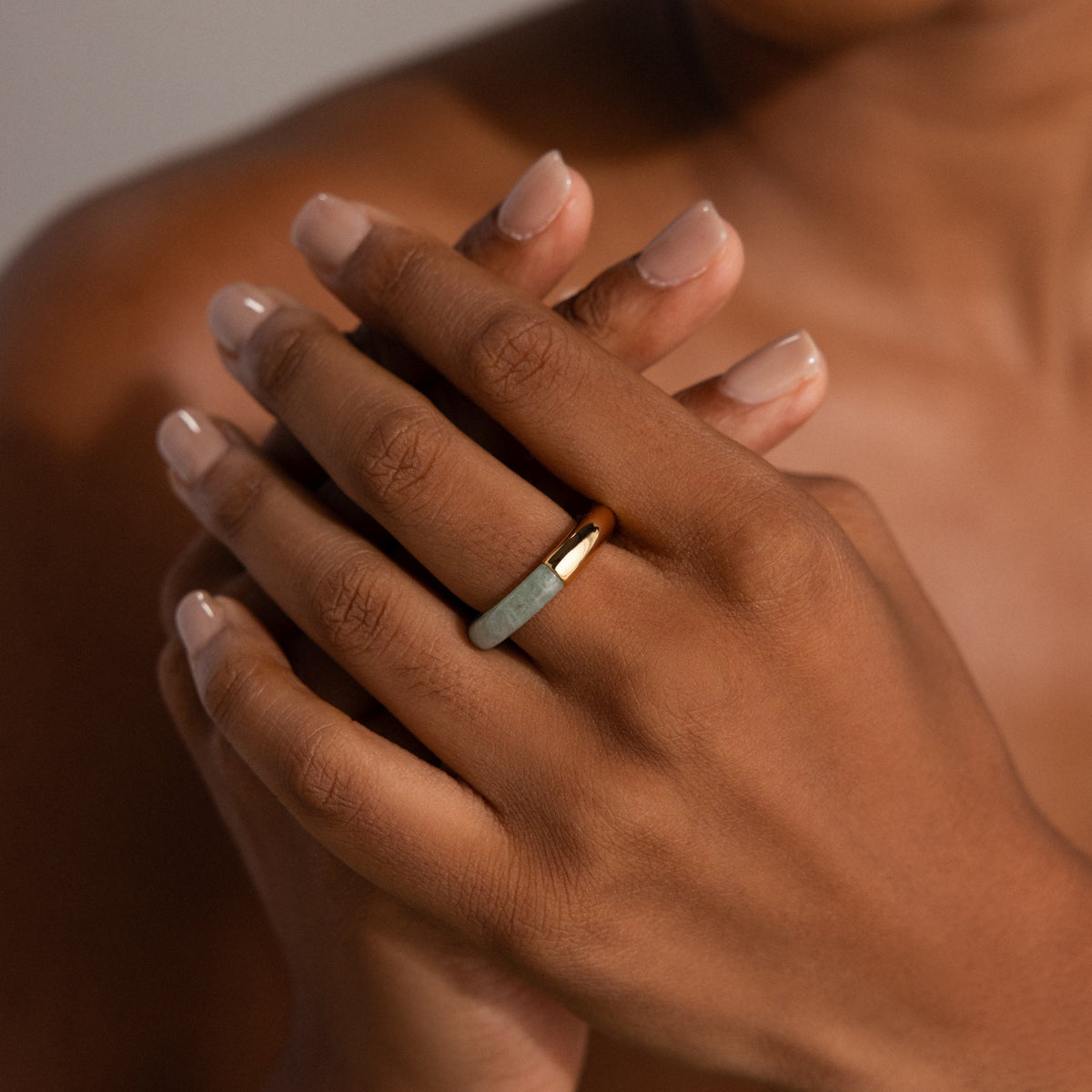 Half jade ring