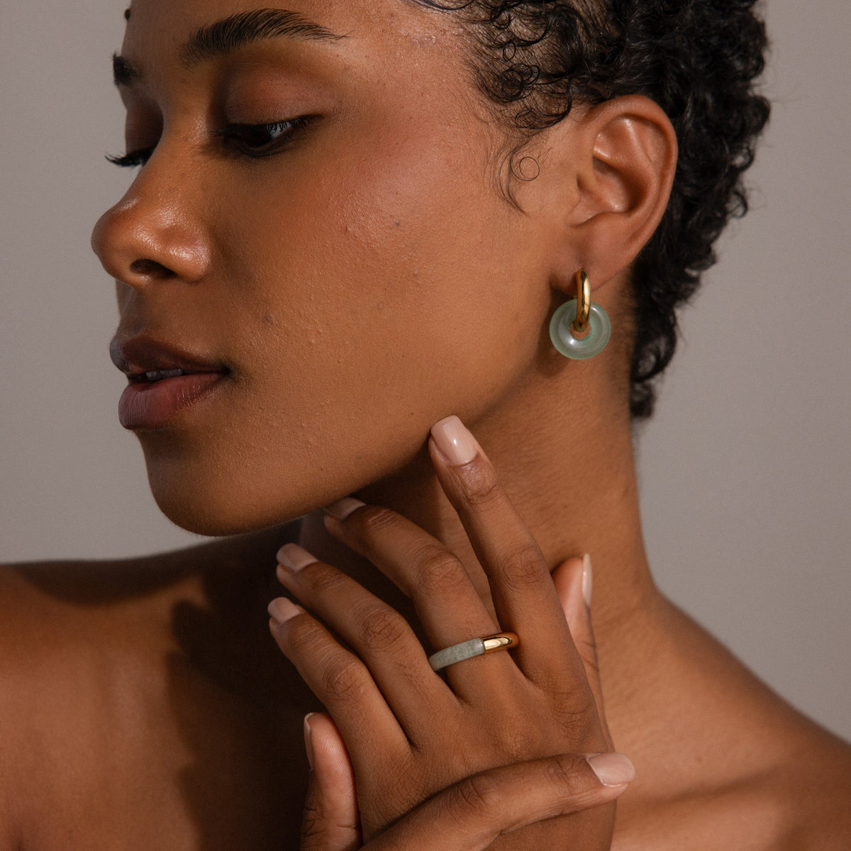 Half jade ring