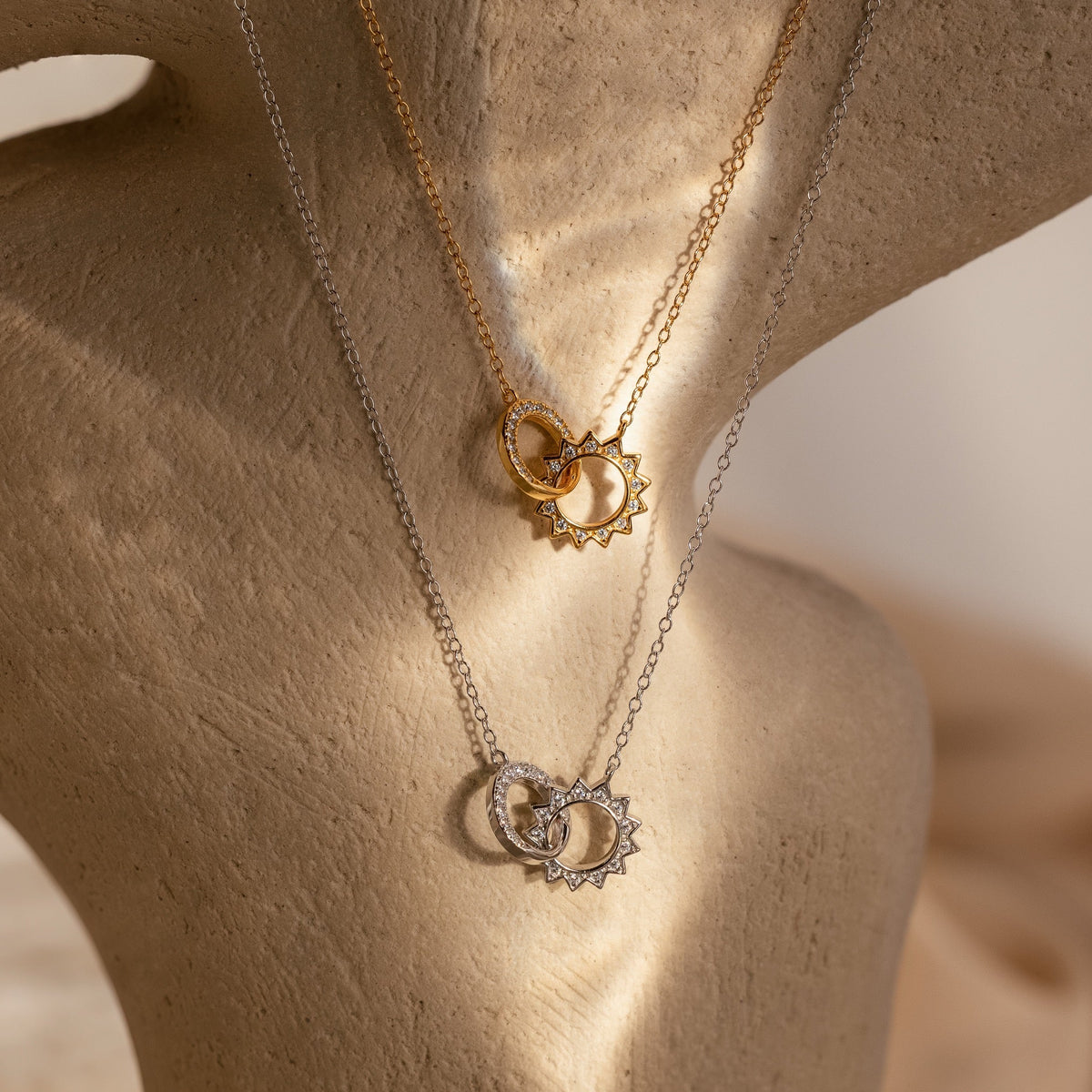 Sun & moon eternity necklace