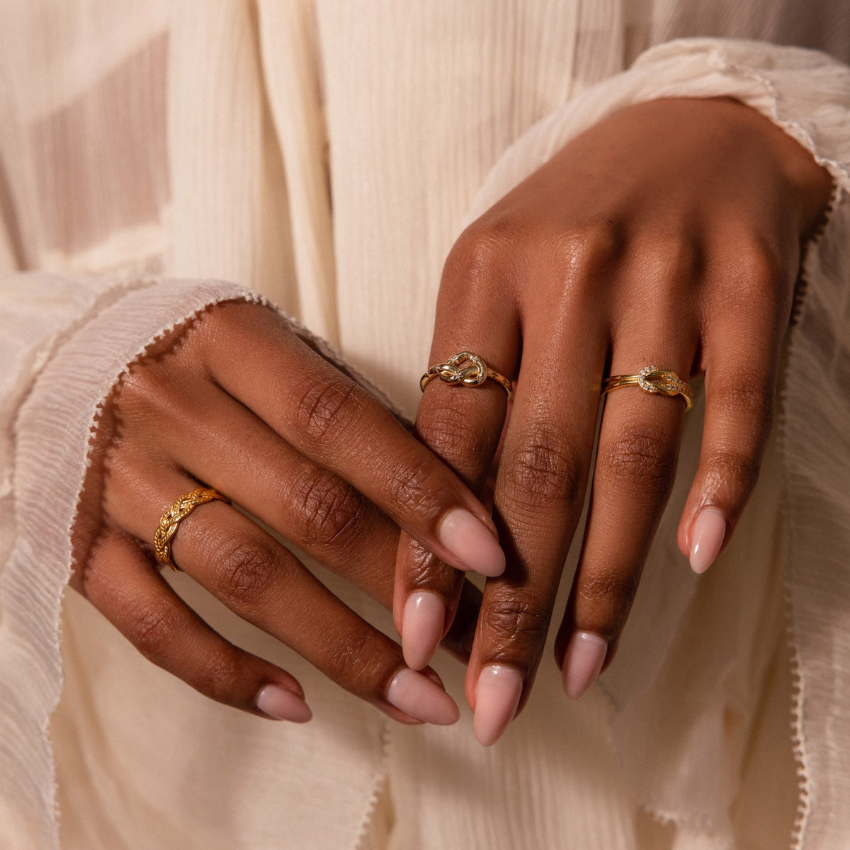 Starry love knot ring