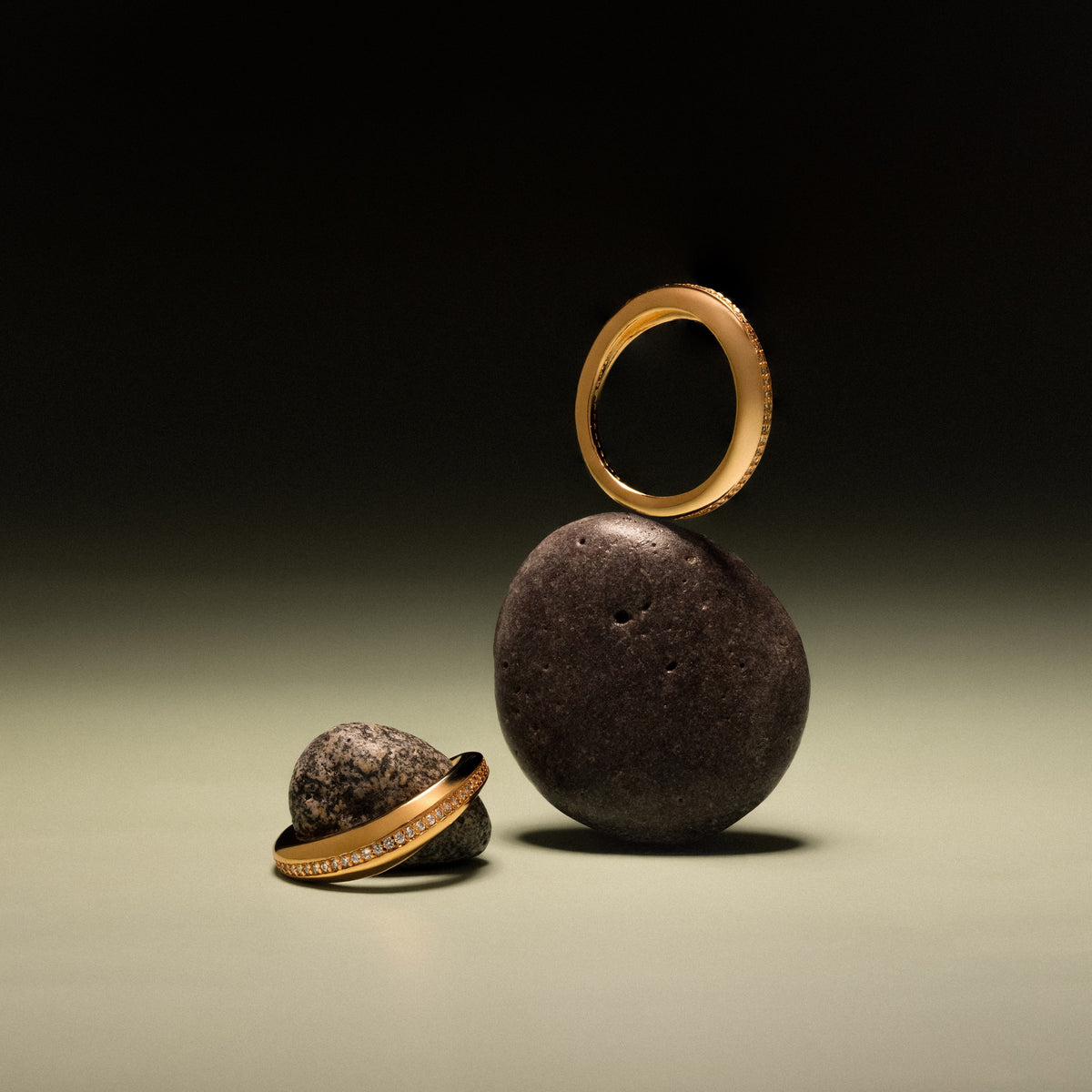 Pave curve dome ring