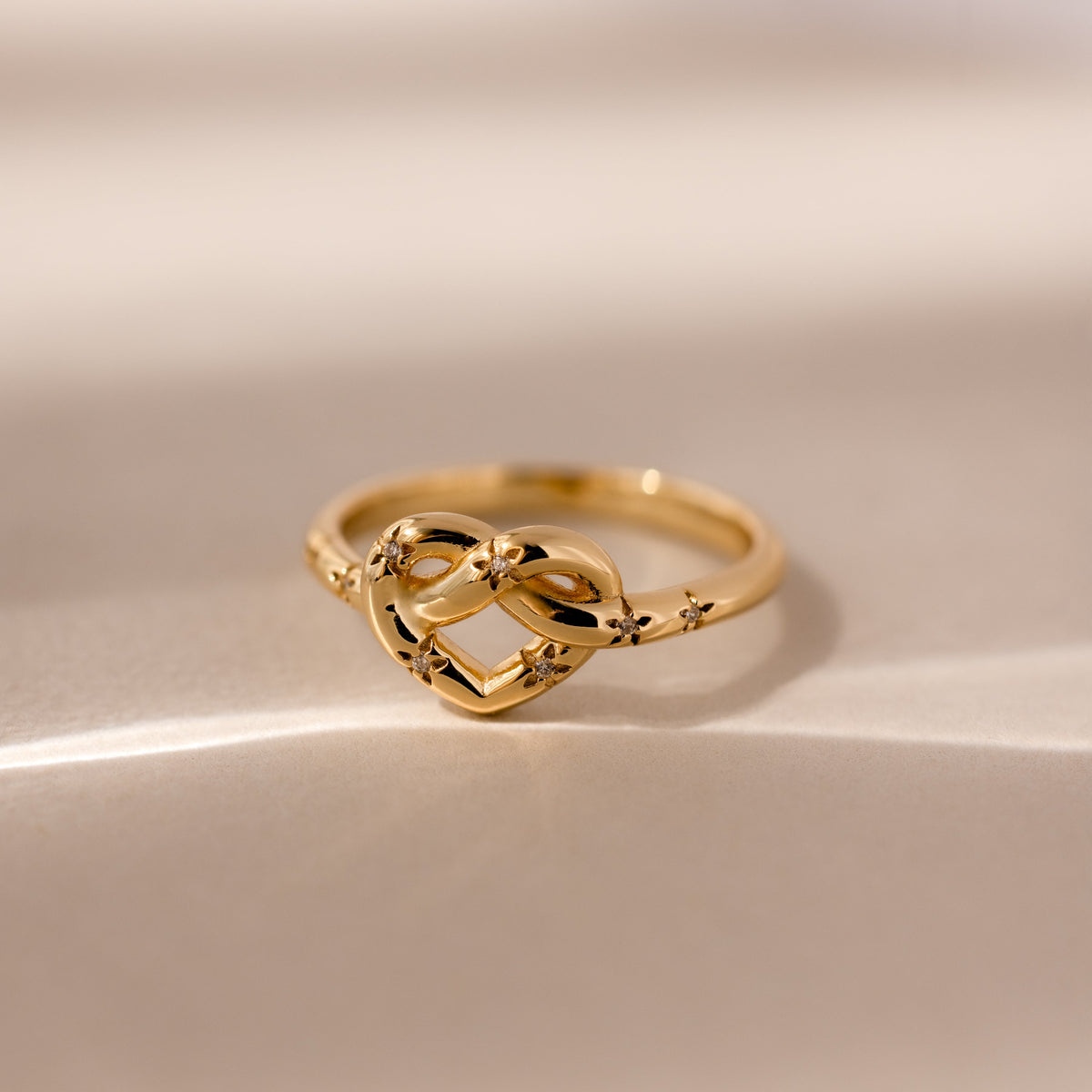 Starry love knot ring