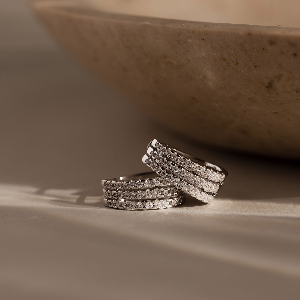 Pave Trio Hoops