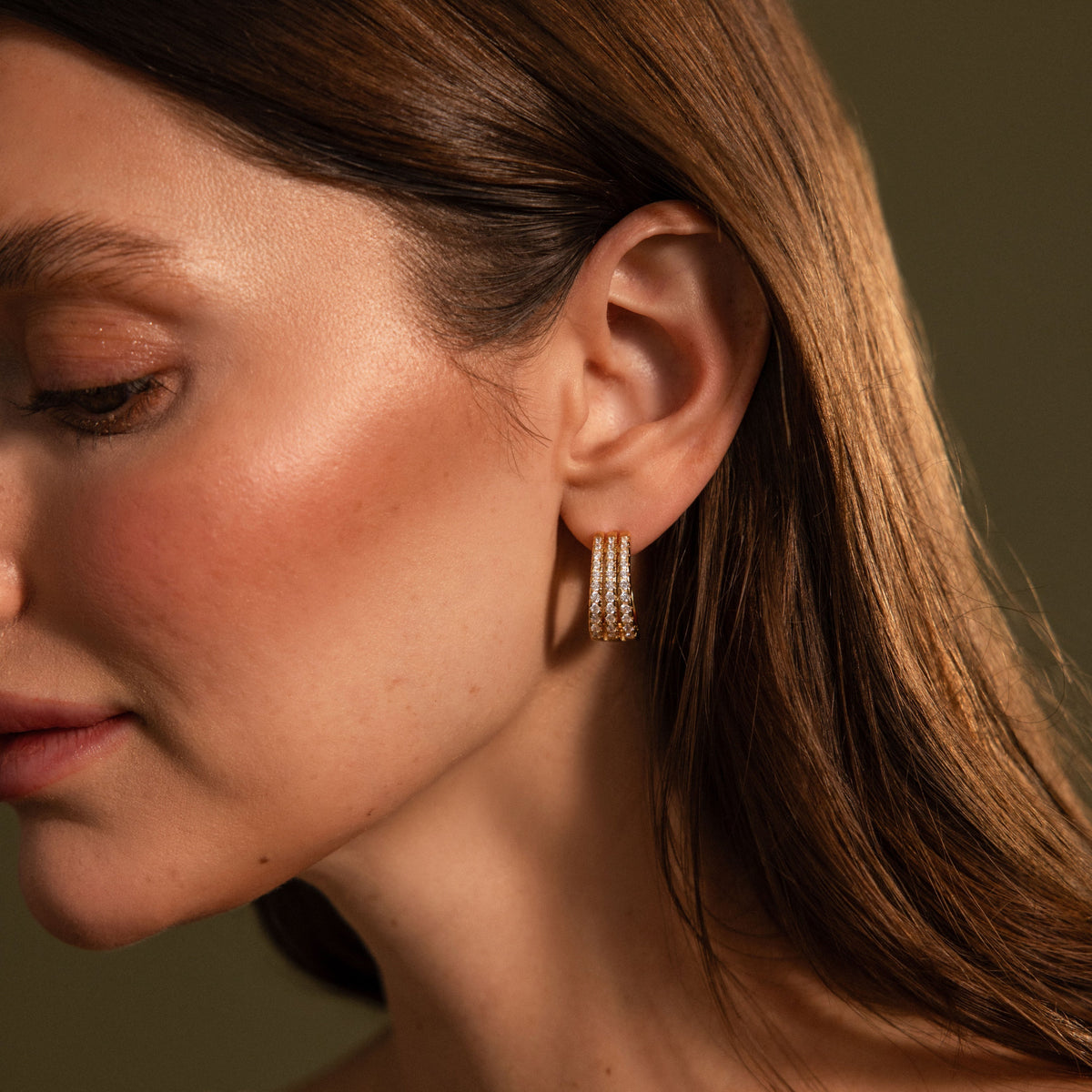 Pave Trio Hoops