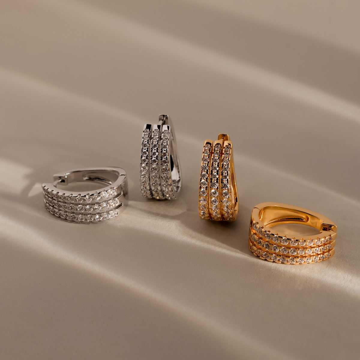 Pave Trio Hoops