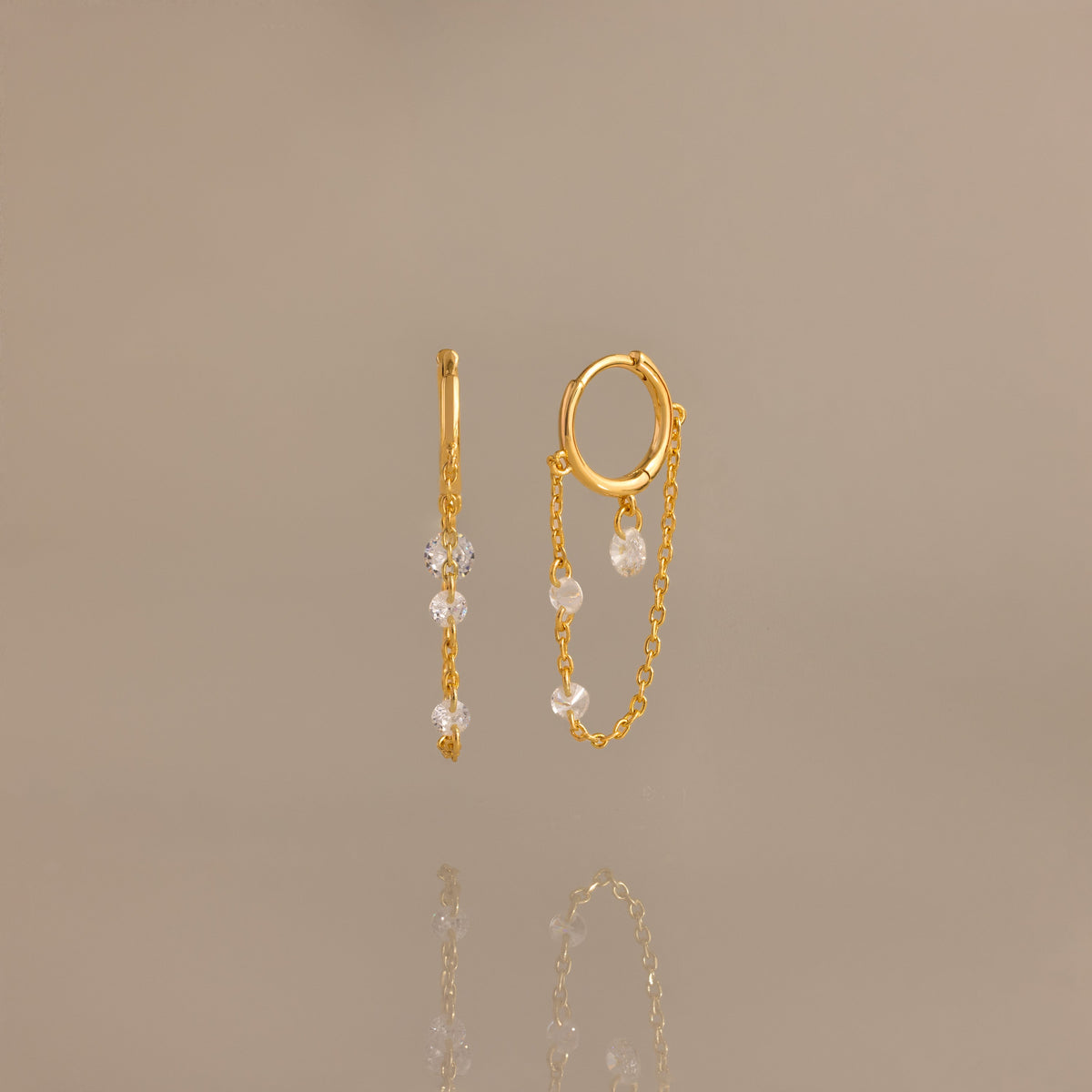 Crystal chain drop huggies